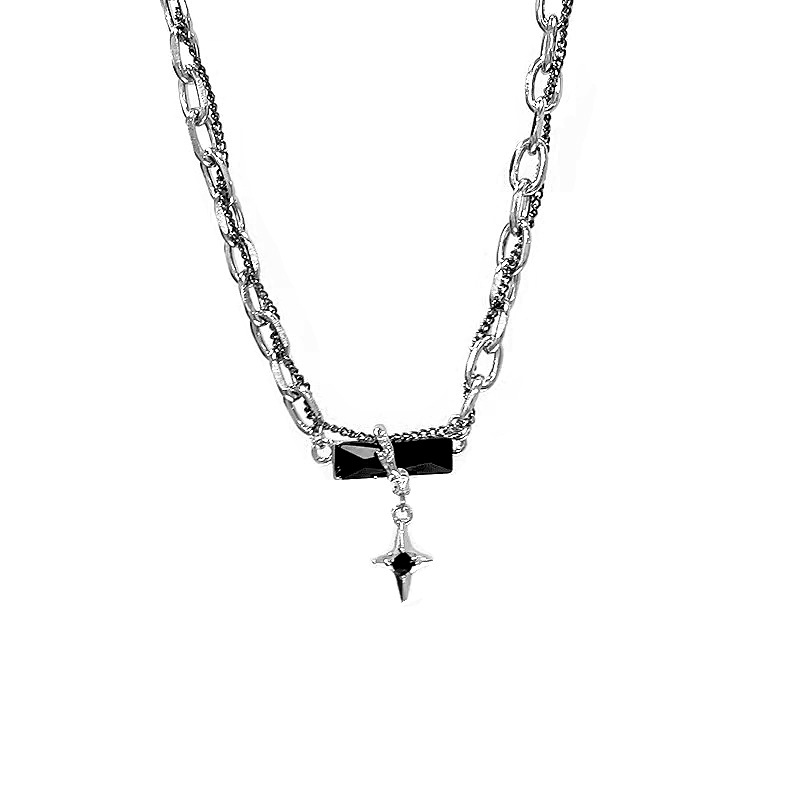 Black zircon starlight necklace for women's summer Instagram hip-hop fashion 2023 new style personalized collarbone chain Item Picture