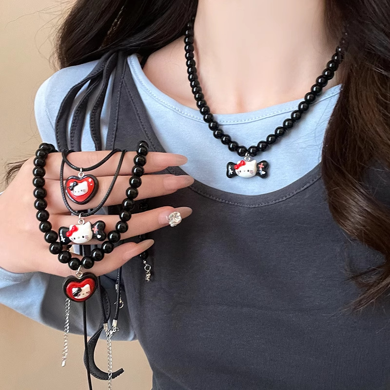 Katong Cute Dopamine Series Colorful Fun Sweet Love Kitty Cat Design sense Necklace collarbone chain for women full figure