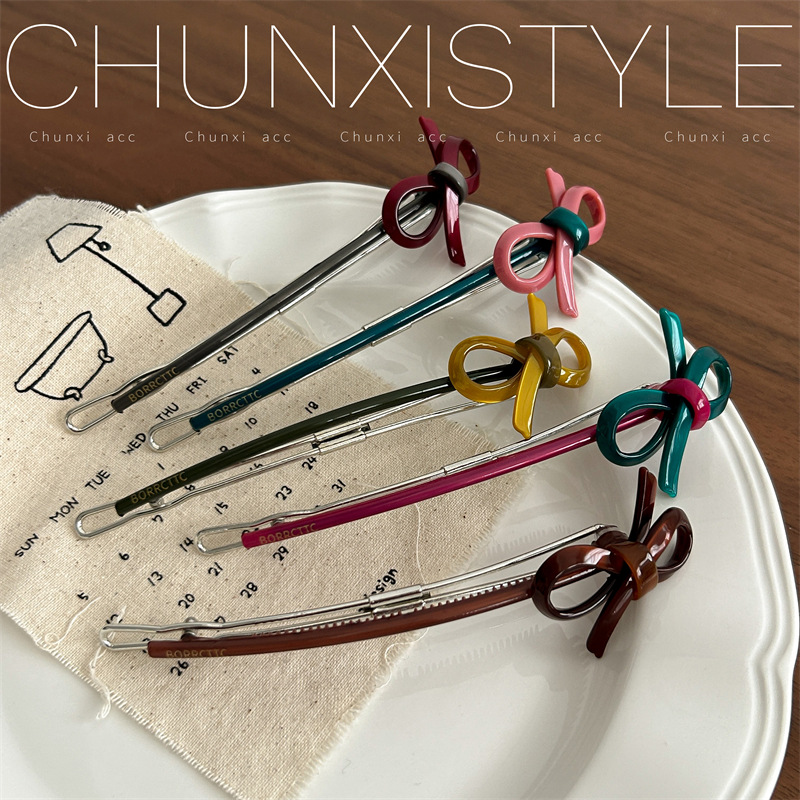 High-end bow tie at the back of the head, horizontal clip, Korean-style ins hair clip, semi-tied hair clip, high-end hair accessory for women full figure
