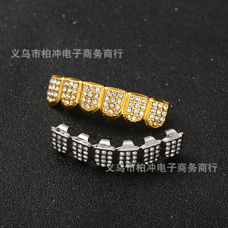 Cross-border dental braces with 72 diamonds, hip-hop style, full diamonds, hip-hop gold and silver hip-hop braces, dentures full figure