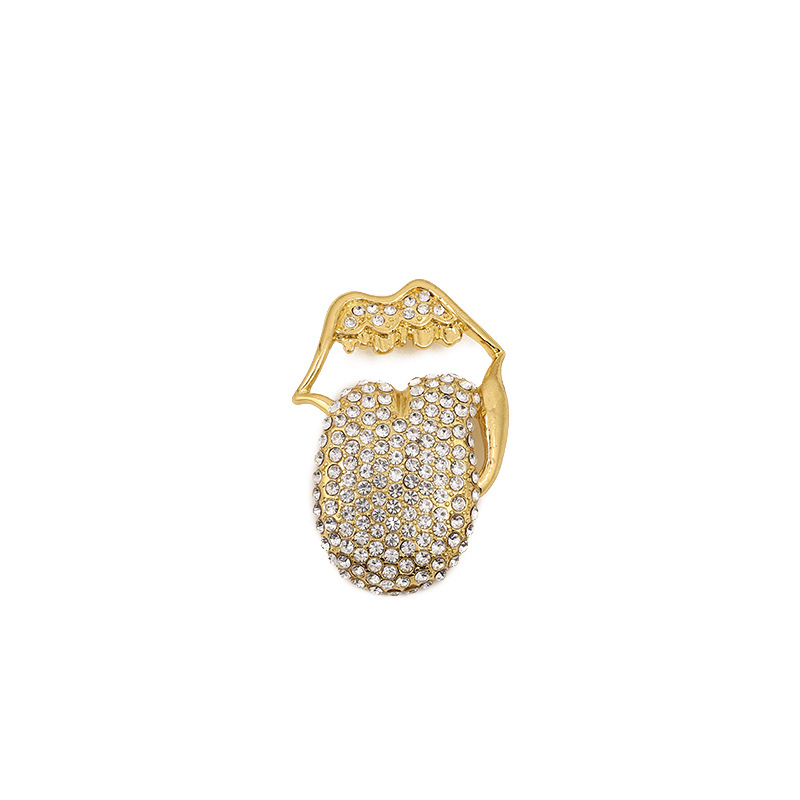 European and American hip-hop gold rap pendant decorated with diamonds, retro men's tongue pendant, trendy exaggerated necklace pendant, gold tongue accessory full figure