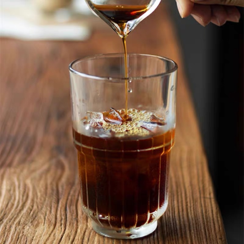 Household glass cups can be stacked with Americano iced latte cups, heat-resistant water cups, juice, milk and whisky cups Application Scenario