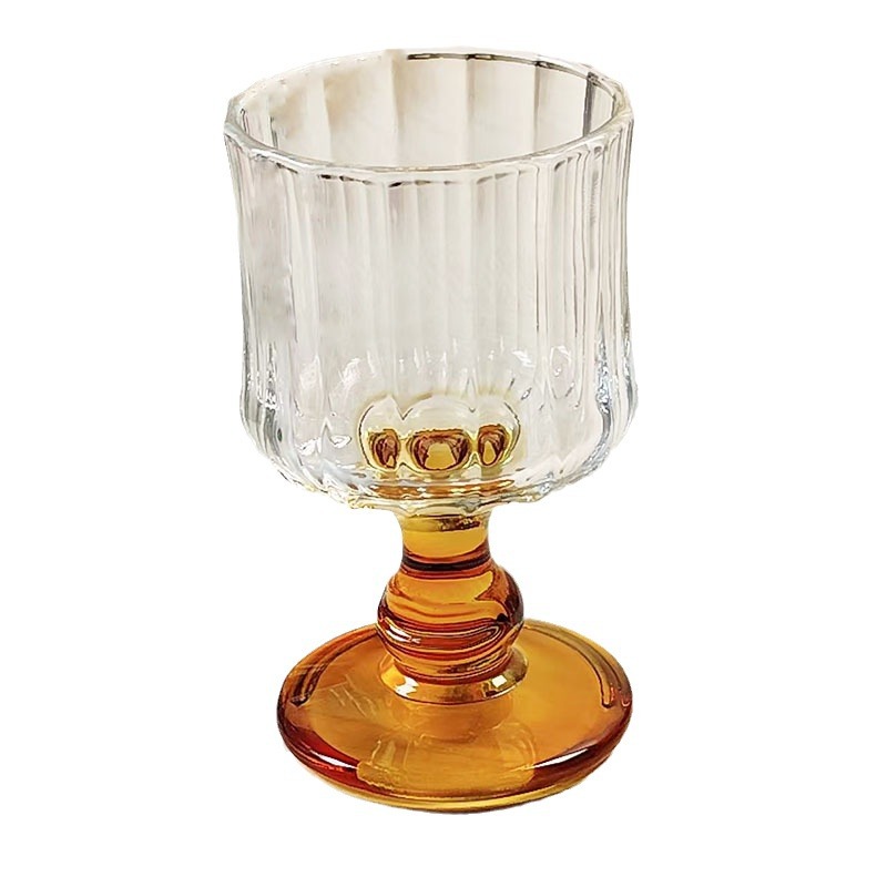 Niche atmosphere vintage wine glasses, glass highball glasses, champagne glasses, wine glasses, ins colorful drink pleated glasses Item Picture