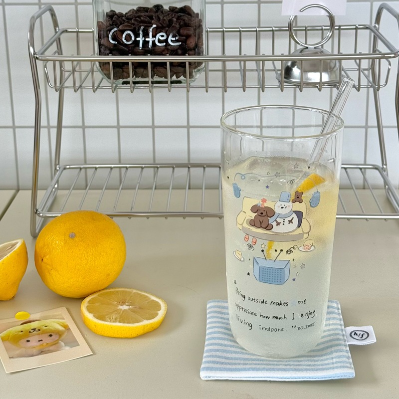Self-made snowman glass cup, high borosilicate glass Ins-style juice cup, girl's favorite cup, sofa snowman cup details Picture
