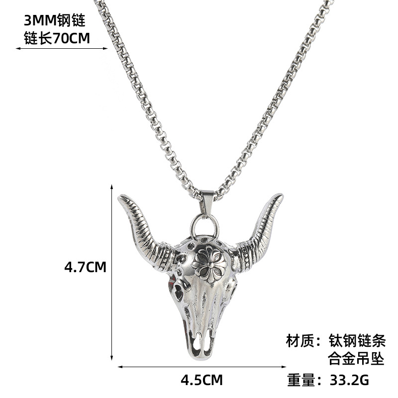New and powerful sheep-head devil necklace, European and American personalized and fashionable men's titanium steel skull pendant sweater chain wholesale Application Scenario