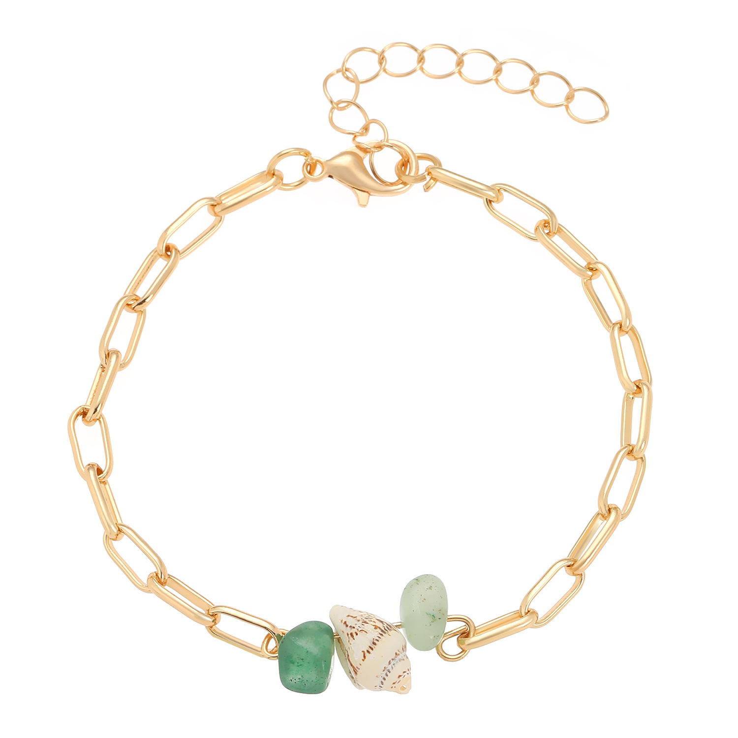 European and American cross-border jewelry, green crystal conch bracelet necklace, two-piece jewelry set, women's jewellery Item Picture