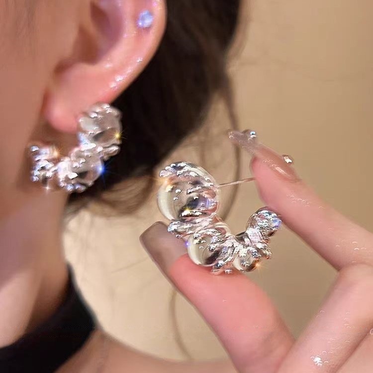 Iceland Night ~ Summer Ice Crystal Bead Earrings 2025 New Best-selling Niche Design Earrings and Earrings full figure