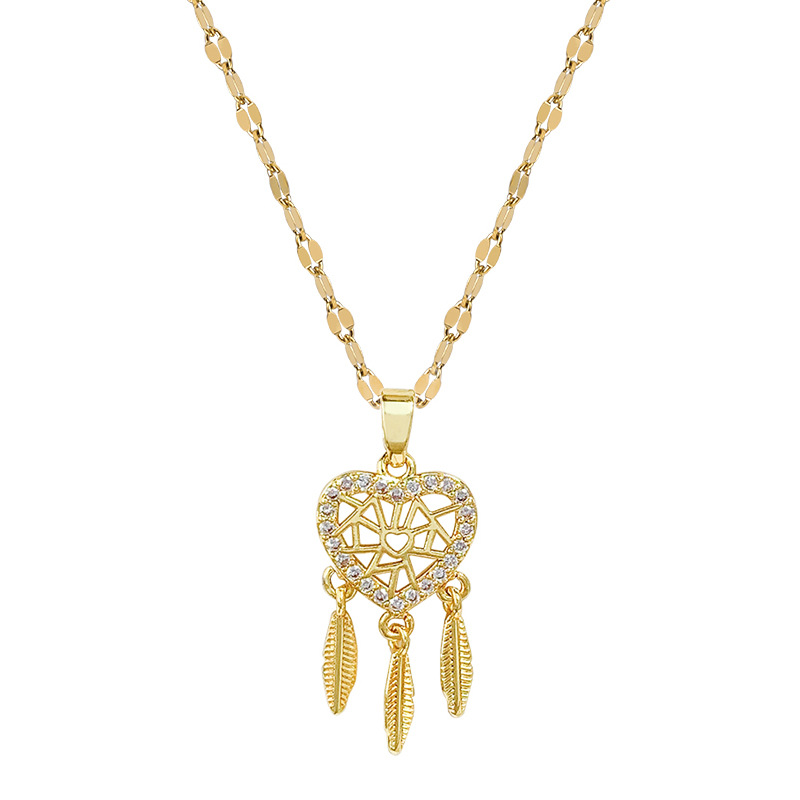 【 Titanium Steel 】 A new women's collarbone chain with a light luxury slightly inlaid real gold feather, featuring a light luxury and niche design Item Picture