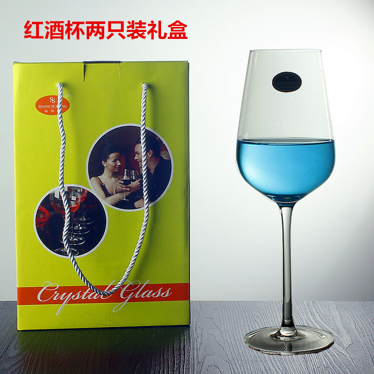 Handcrafted crystal glass one-piece formed red wine glass gift box set, wine highball glass can be printed with logo full figure