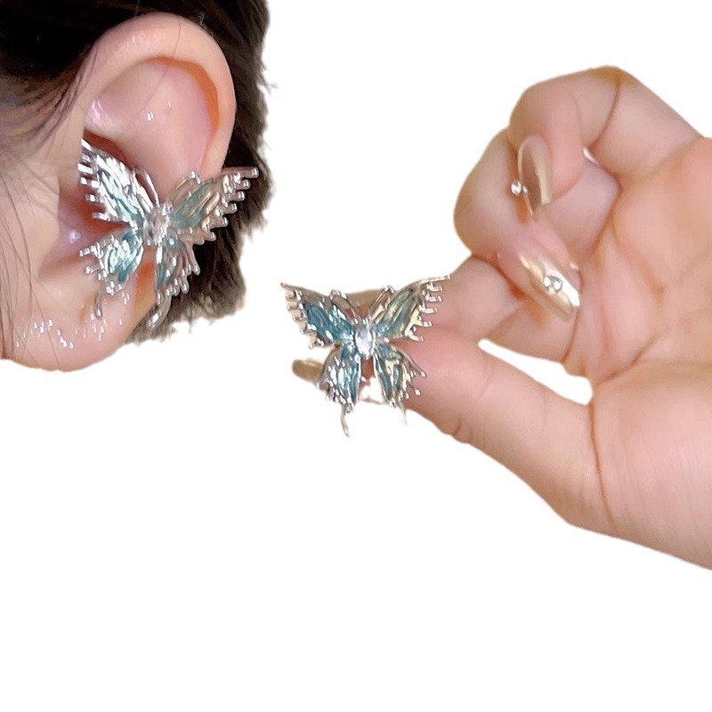 2025 Exquisite and Niche fairy-like tassel bow ear bone clips, unique alloy earrings for women without ear holes, New wholesale style Item Picture