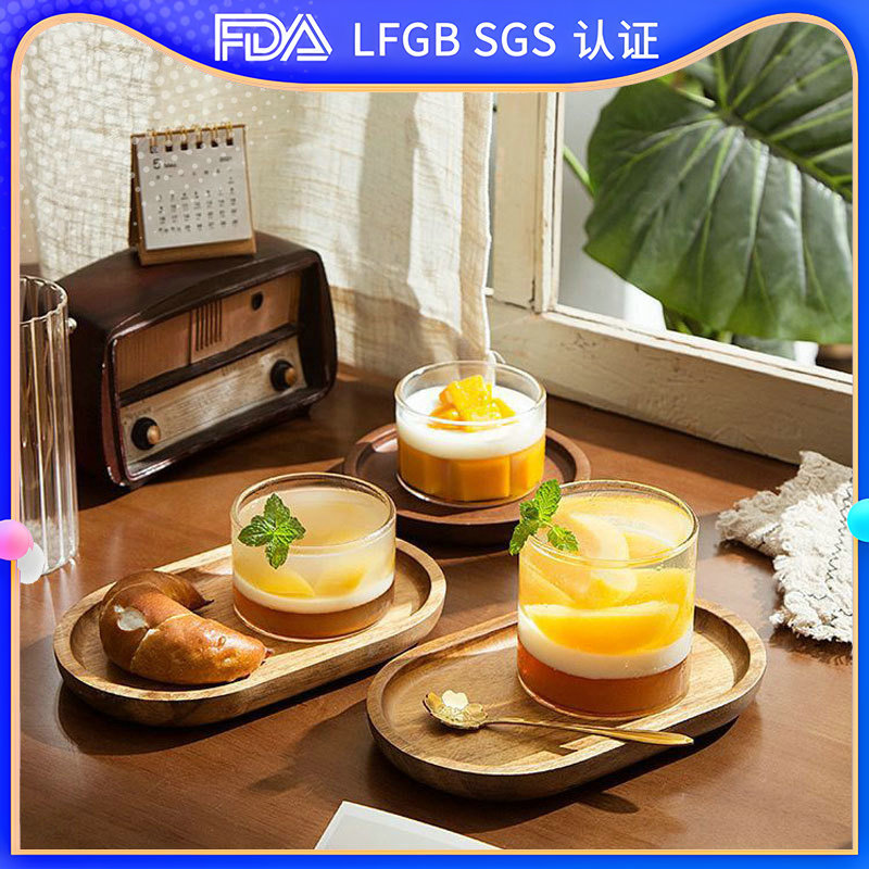 Glass dessert cups, milk cups, home mousse cups, dessert cups, high-transparency borosilicate glass pudding and yogurt cups are available full figure