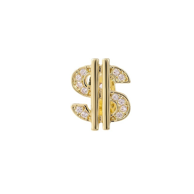 Cross-border HIPHOP gold braces, single US dollar, US dollar teeth electroplating hip-hop accessory braces manufacturer wholesale Item Picture