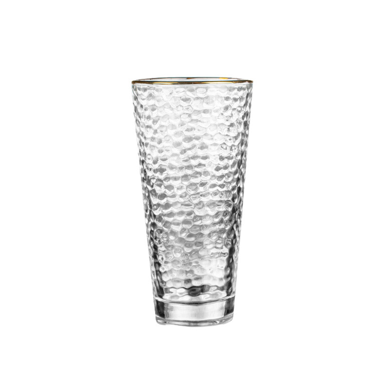 Wholesale of high-end glass hammer-patterned cups, gold-rimmed milk cups, glass water cups, tea cups, juice cups and gifts from Instagram influencers Item Picture