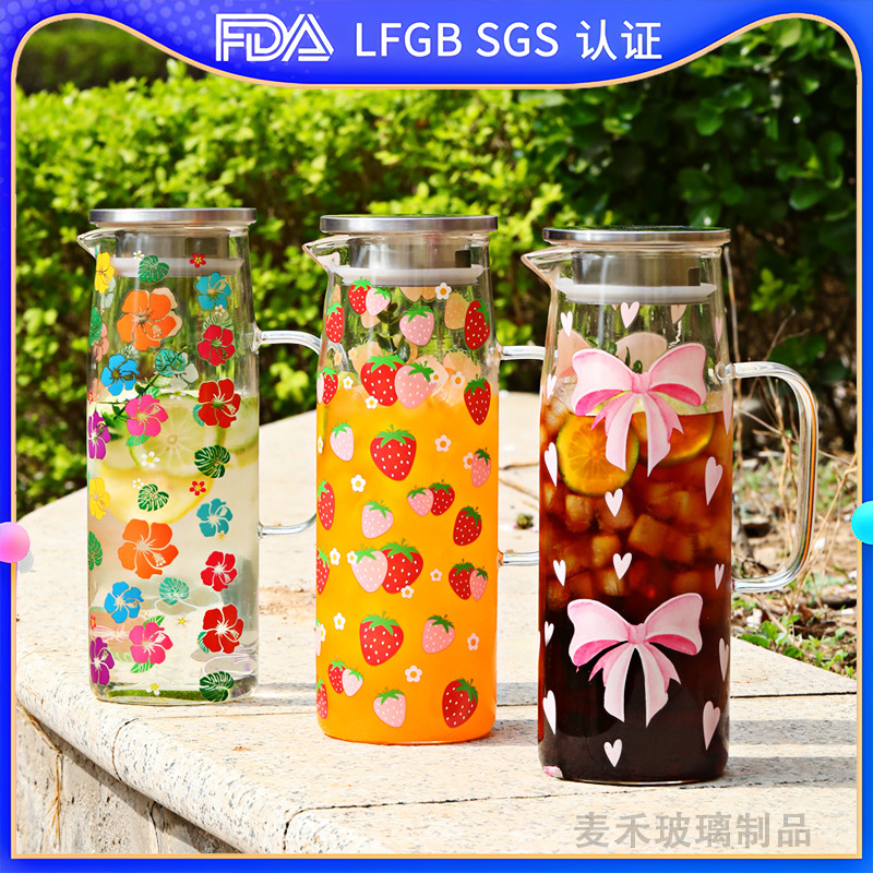 Creative high borosilicate transparent glass household large-capacity cold water cup thickened high-temperature resistant restaurant brewing teapot full figure