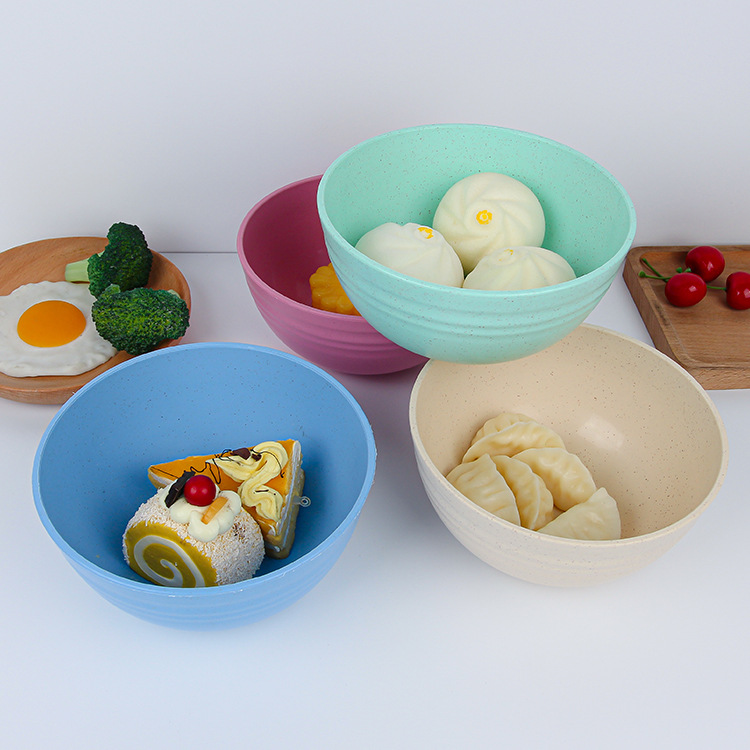 Wheat straw round bowls, household soup noodles and rice soup bowls, tableware, children's bowls, round plastic bowls, cross-border manufacturer wholesale Application Scenario