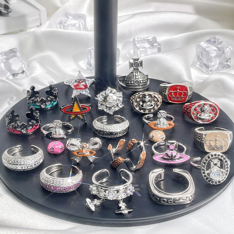 Sweet and cool Saturn Drip glaze Open ring for women, simple and individual planet, exquisite and versatile, punk fashion, cold style ring full figure