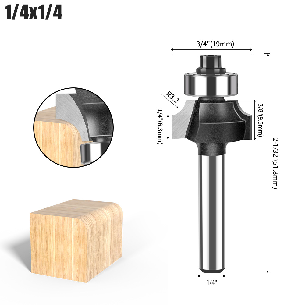 6-handle 5-piece set of tungsten steel alloy woodworking milling cutter, R chamfering and trimming machine, slotting and engraving machine blade undefined