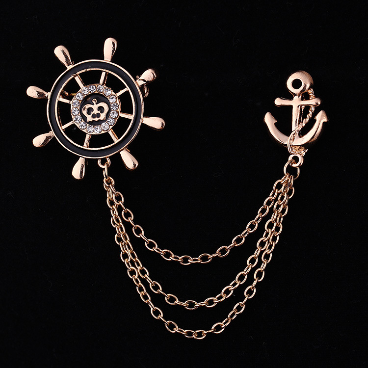 Z97 Korean version brooch, versatile chain, rudder, collar pin, creative collar clip, collar flower suit accessory wholesale full figure