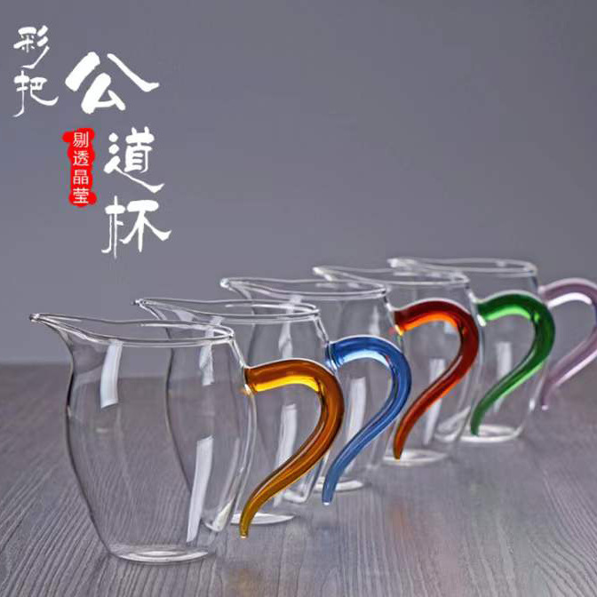 Glass fair cup tea dispenser, transparent heat-resistant Gongfu tea set accessory, tea tray tea dispenser, can be heated by open flame Specification drawing