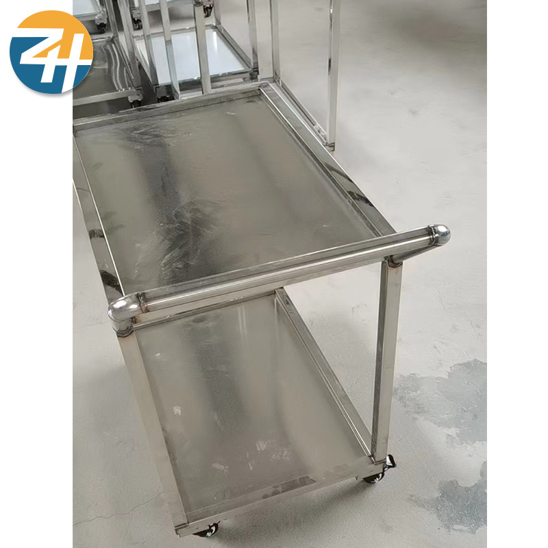 Factory wholesale 304 stainless steel trolleys, hotel and catering tools, transportation and handling stainless steel double-layer trolleys Specification drawing
