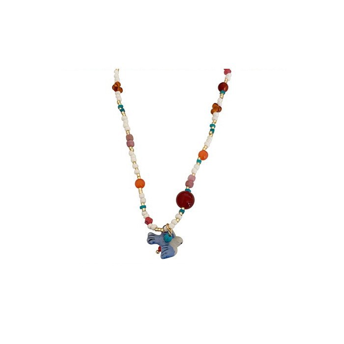 Spring and summer niche handcrafted colorful summer beaded necklace for women, creative, cute and versatile, retro and ins versatile collarbone chain Item Picture