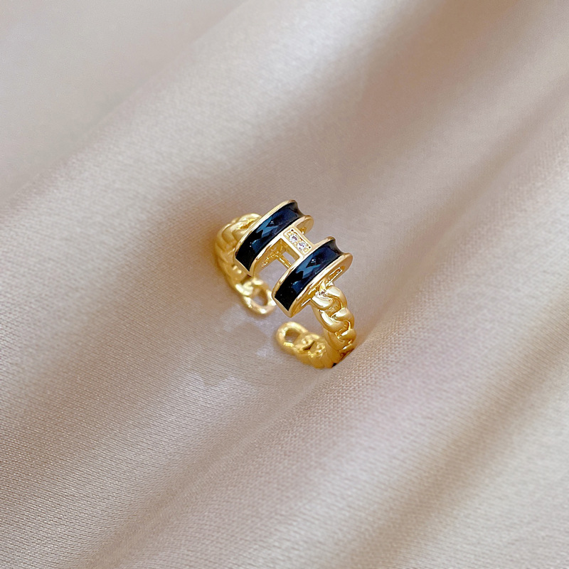 【 Real Gold 】 Light luxury full diamond three-layer ring with adjustable opening, simple jewelry, Japanese-style ring couple rings full figure