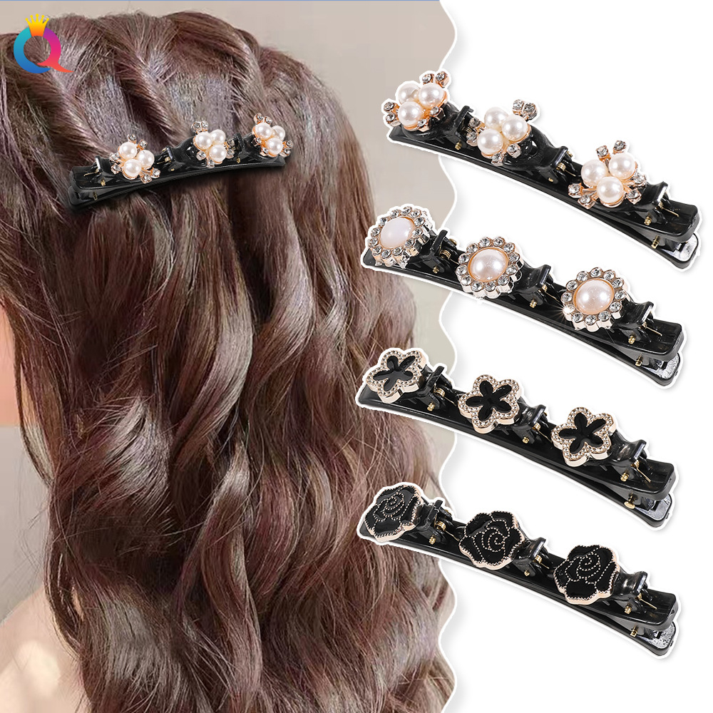 Qiyue Amazon Four-leaf Clover Flower Hair Clip, Women's broken hair clip, Braiding and styling magic tool, Side clip, bangs clip details Picture