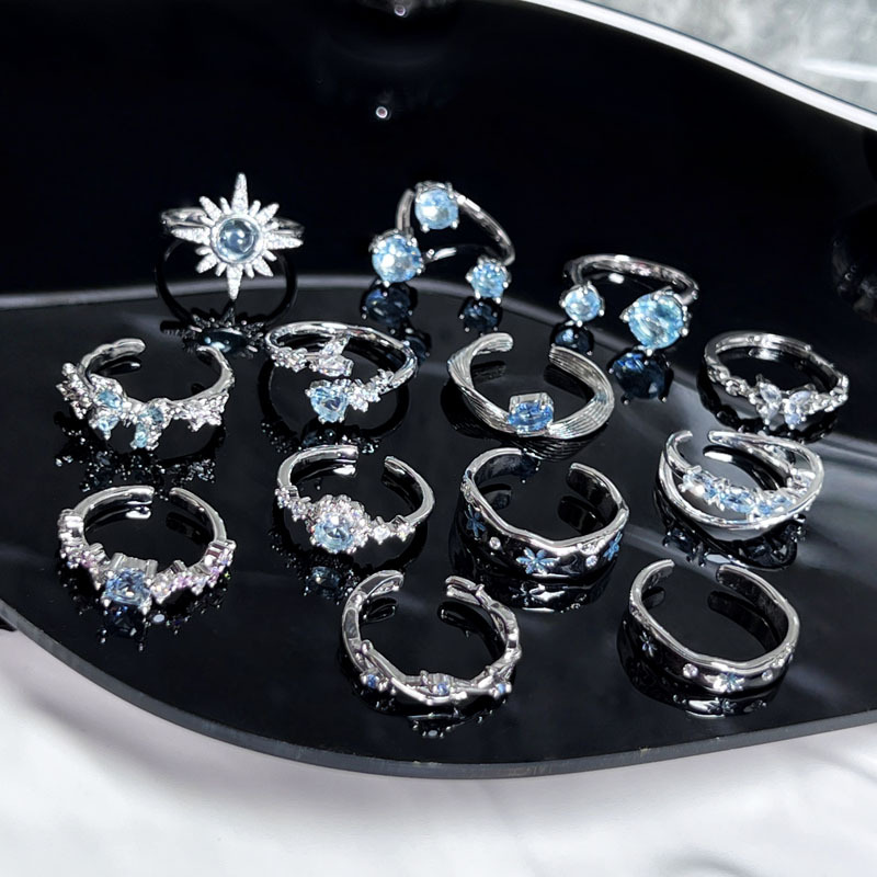 Cross-border sea blue zircon butterfly light luxury whitening and elegant niche ring for women, cold style, fashionable and high-end index ring Application Scenario