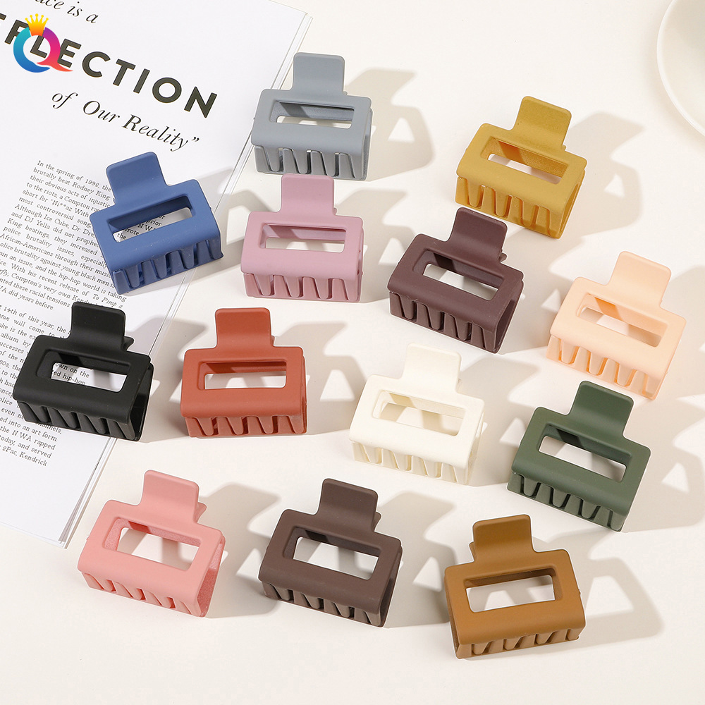 Wholesale of Qiyue Cross-border solid color headwear, small square clips, shark clips, ins high ponytail grab clips and hair accessories details Picture