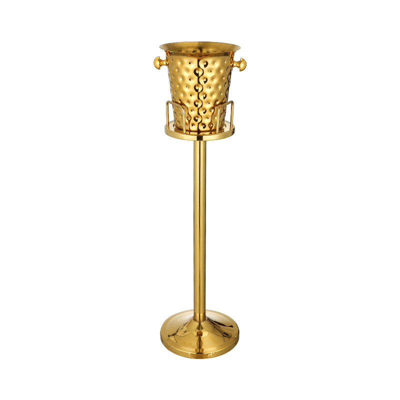 Thickened metal stainless steel ice bucket rack, European antler champagne bucket, hammer-patterned ice bucket, home bar and ktv display rack Item Picture