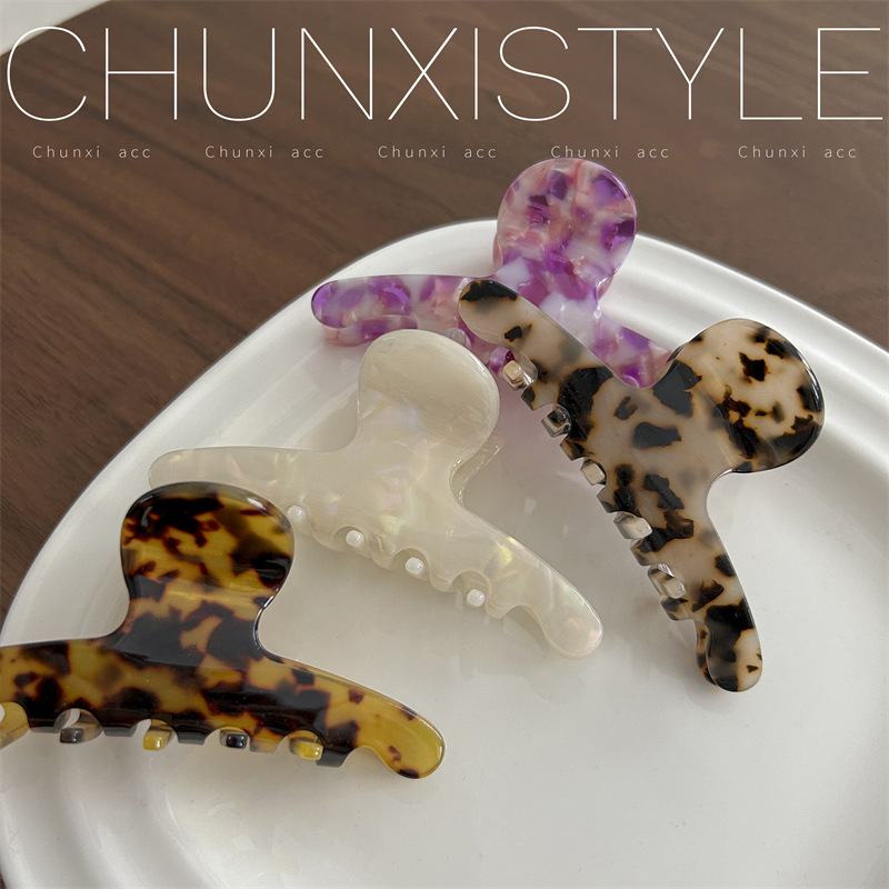 Korean shell-patterned acetate hair clips for women's back of the head, small hair clips, simple hair accessories, elegant clips, ins headwear details Picture