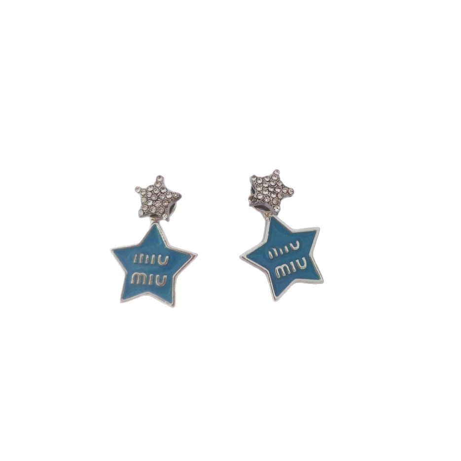 miu's new ear stud earrings feature five-pointed stars, small stars, diamond-encrusted letters, a sweet and cool style, and a unique design Item Picture