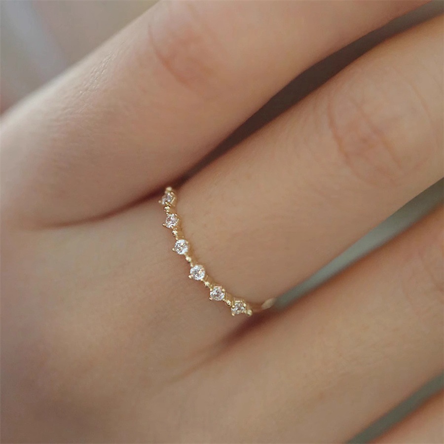 French-style exquisite diamond-encrusted zircon ring, a unique and high-end look for women, simple and elegant, versatile, with an adjustable opening Specification drawing
