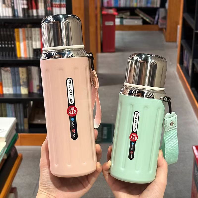 New household insulated cup for women, 316 stainless steel portable double drinking cup, simple handle, large capacity sports cup Application Scenario