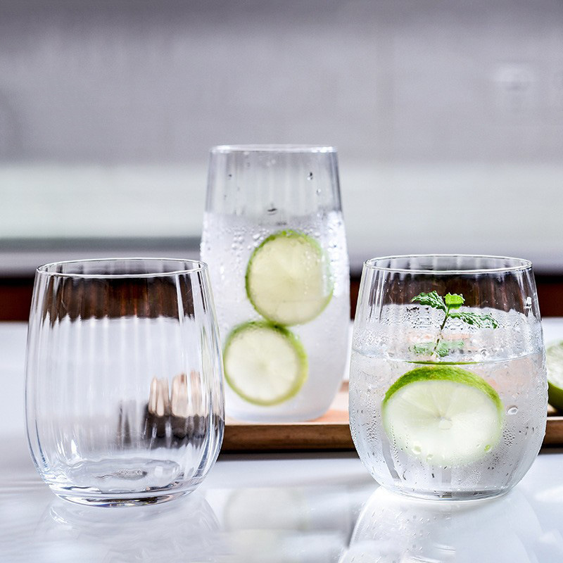 Prism glass water cups, household drinking cups, large-capacity beverage cups, heat-resistant tea cups, simple whisky wine glasses Specification drawing