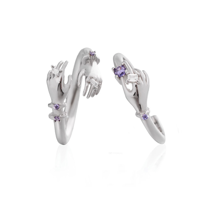 A woman's star-picking zircon couple ring, a niche design on Instagram, with a cold style and a high-end feel, is a trend of opening the finger with a ring Item Picture