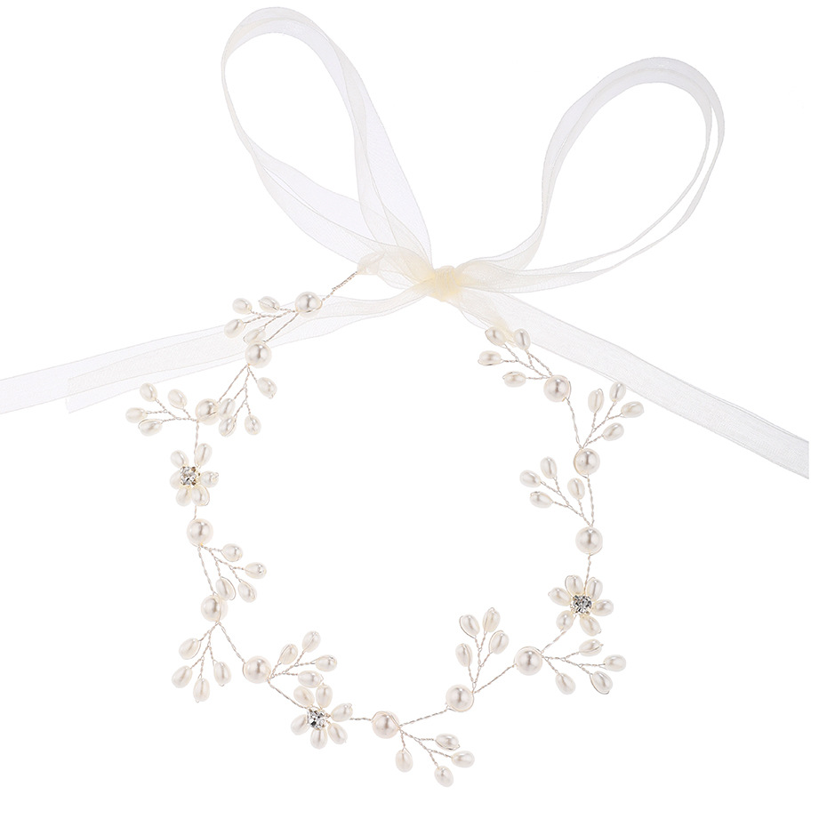 New European and American headwear, luxurious bride headband, fashionable pearl rhinestone handcrafted headband, wedding ball party accessories Item Picture