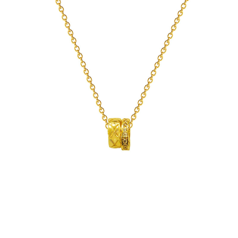 Japanese and Korean geometric light luxury necklace, niche design sense, titanium steel collarbone chain, high-end sense, zircon pendant, sweater chain for women Item Picture