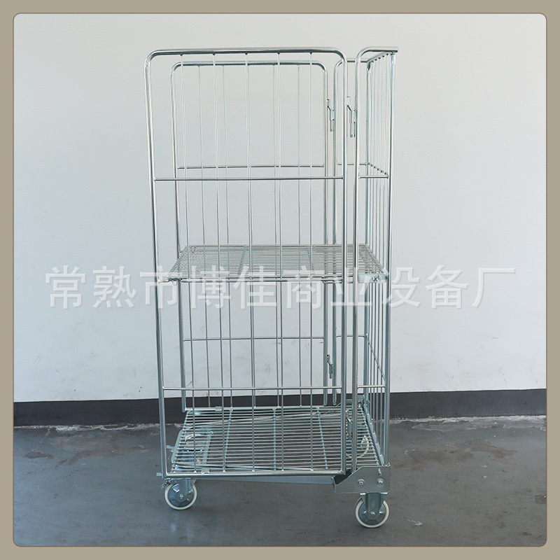 Available for purchase: Galvanized three-sided movable metal folding cage trucks for e-commerce logistics turnover and sorting Specification drawing