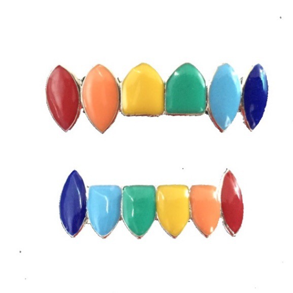 European and American hip-hop trend Hiphop hip-hop decoration oil drip color star's same style teeth grills Item Picture