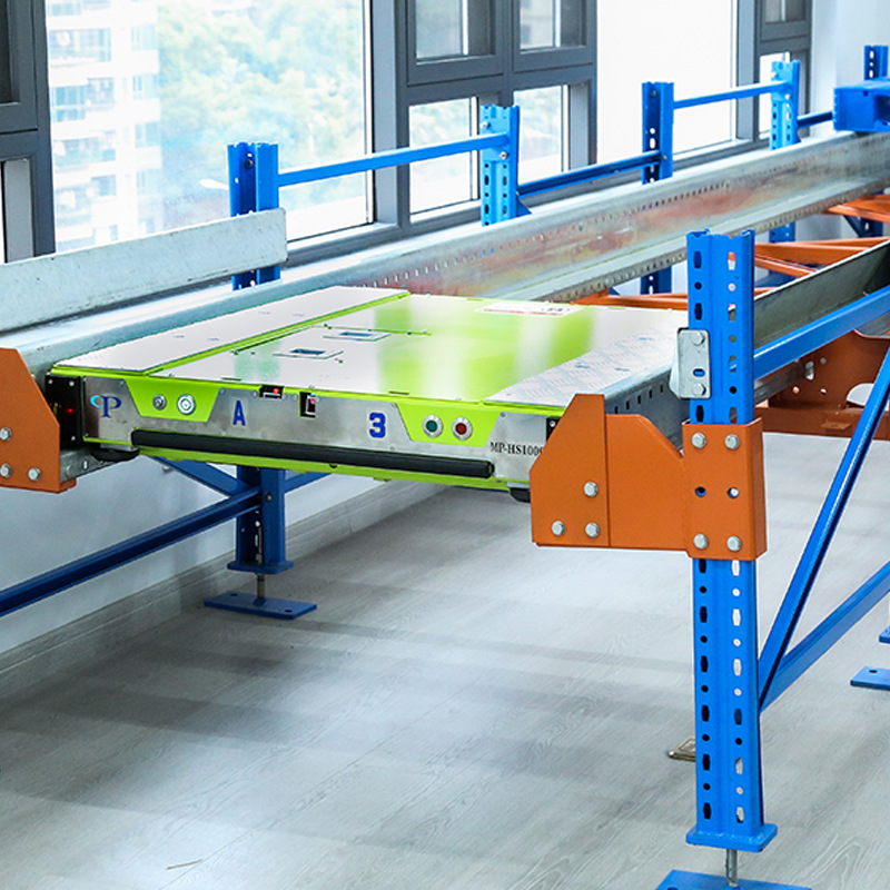 Mingpeng Intelligent two-way shuttle vehicle rack transportation Equipment Manufacturer is equipped with rubber buffer strips and anti-collision sensors details Picture