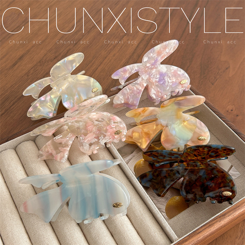 YD Acetic acid ethereal butterfly grappling clip, Fairy medium size, shark clip at the back of the head, half-tied hair clip, high and low bun hair accessory details Picture