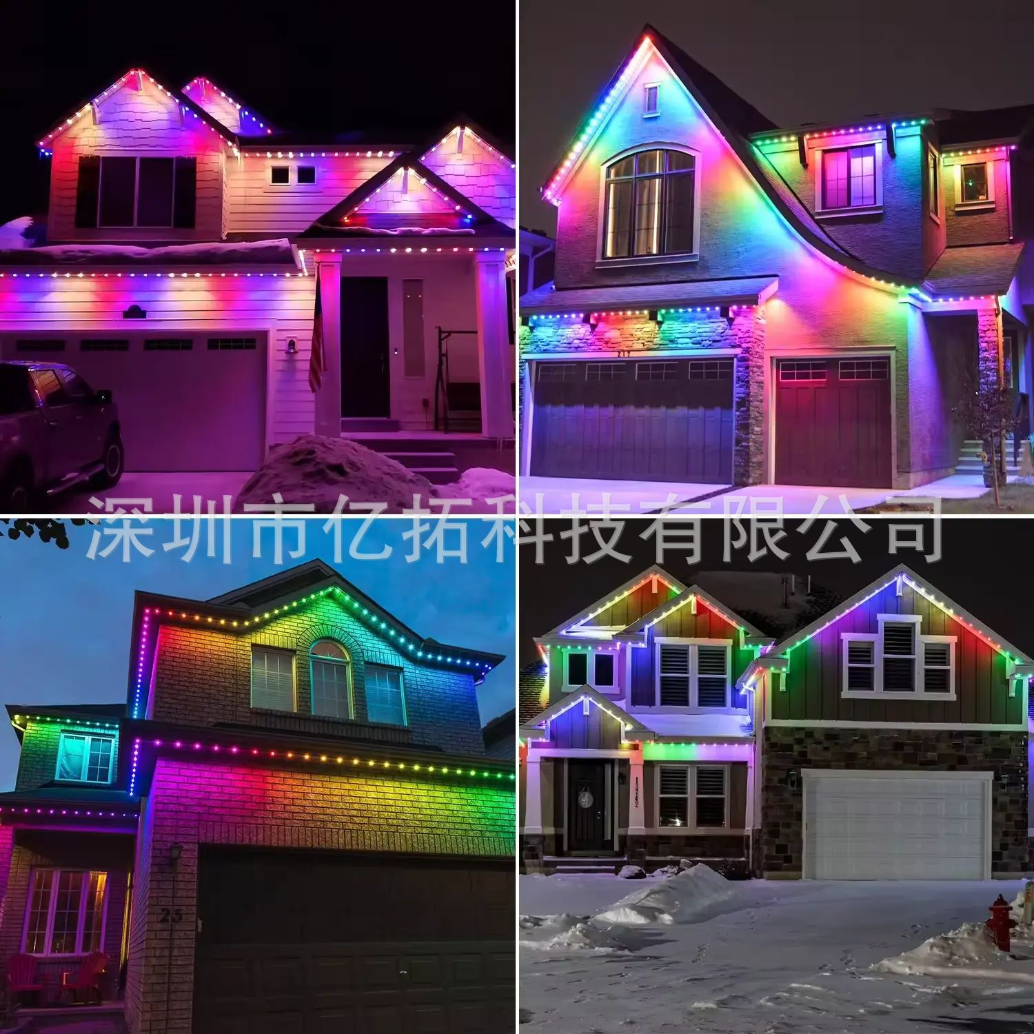 Amazon's best-selling 12v and 24v RGBW eave lights, outdoor Christmas and holiday decoration house outline lights Application Scenario