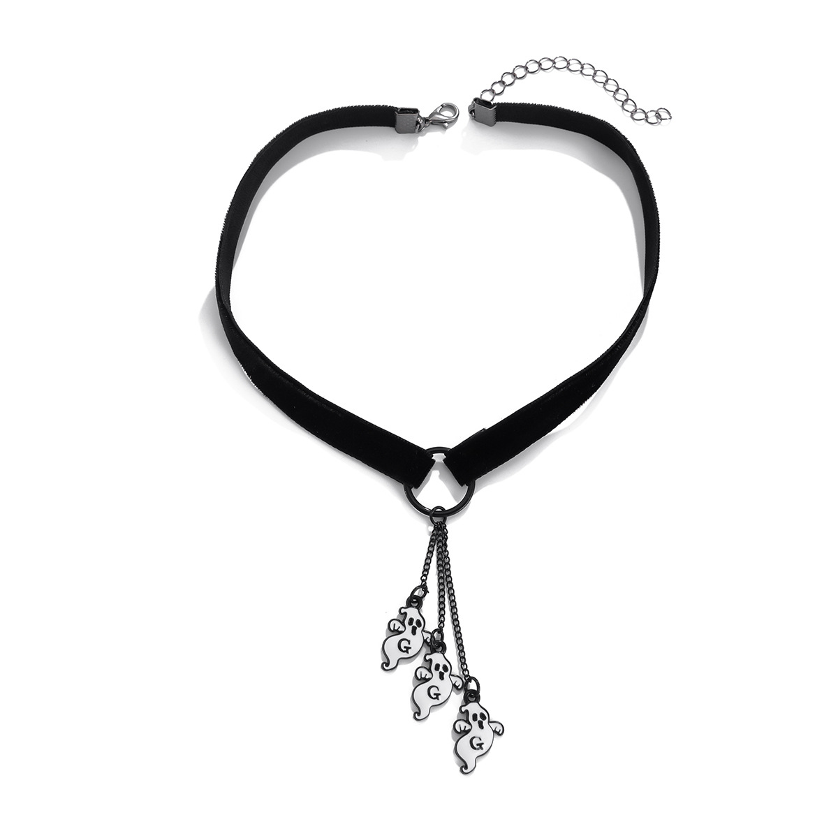 European and American cross-border accessories, ins bat water drop pendant necklace, cold style Halloween tassel iron chain, collarbone chain Item Picture