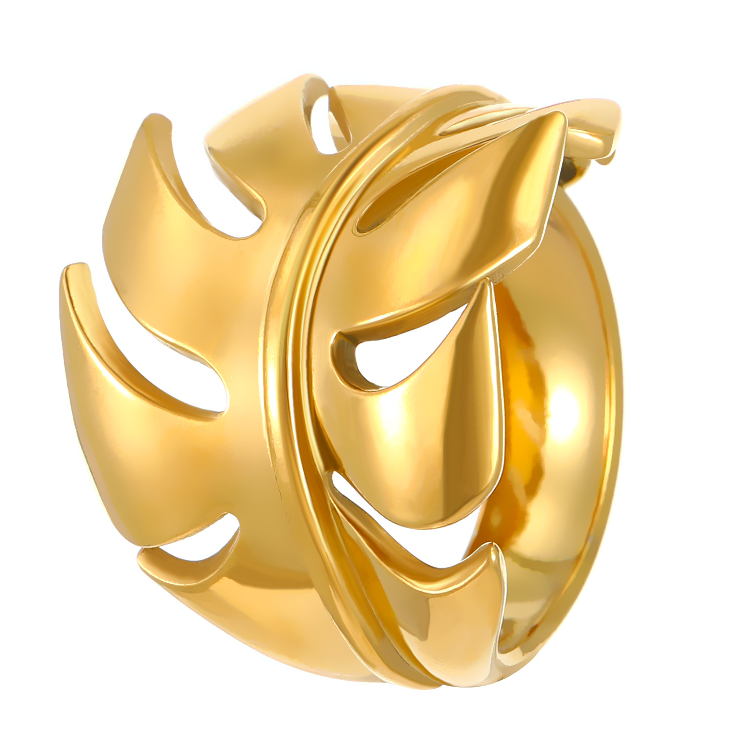 European and American high-end stainless steel irregular ring opening cross-border personality exaggerated geometric joint ring lady Item Picture