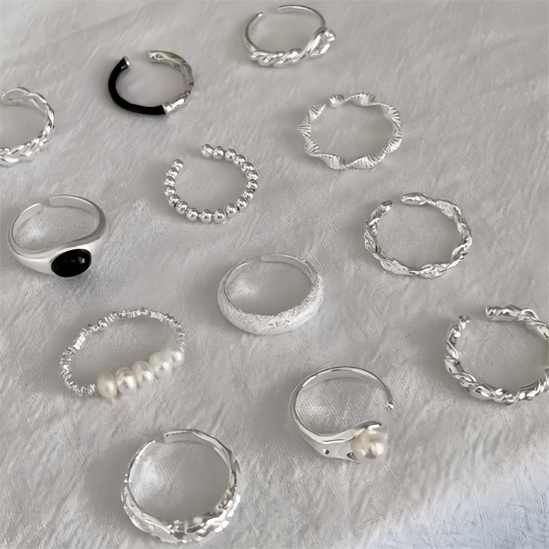 Korean 925 sterling silver plain ring for women, no color fading, ins niche high-end style, simple and versatile open ring bracelet full figure