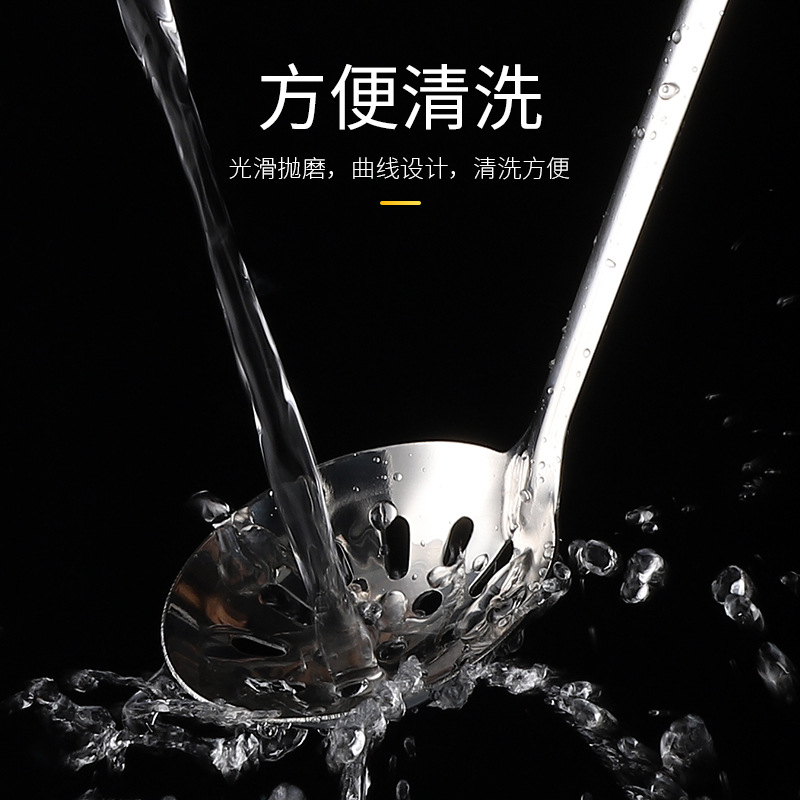 Stainless steel spoons, hot pot spoons with hooks, long-handled soup spoons, small strainers for restaurants and hotels, household small size sets, commercial use Application Scenario