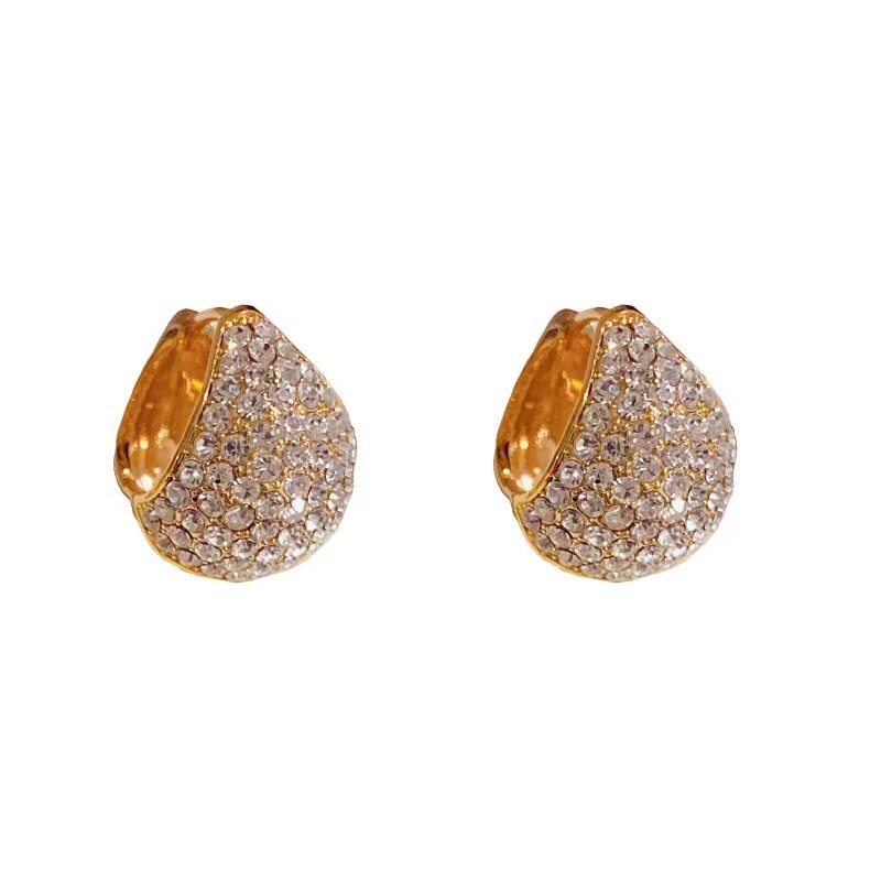 The 2025 new style of personalized, fashionable, shiny diamond-encrusted drop-shaped ear buckles and stud earrings is a light luxury, versatile and elegant high-end accessory for women Item Picture