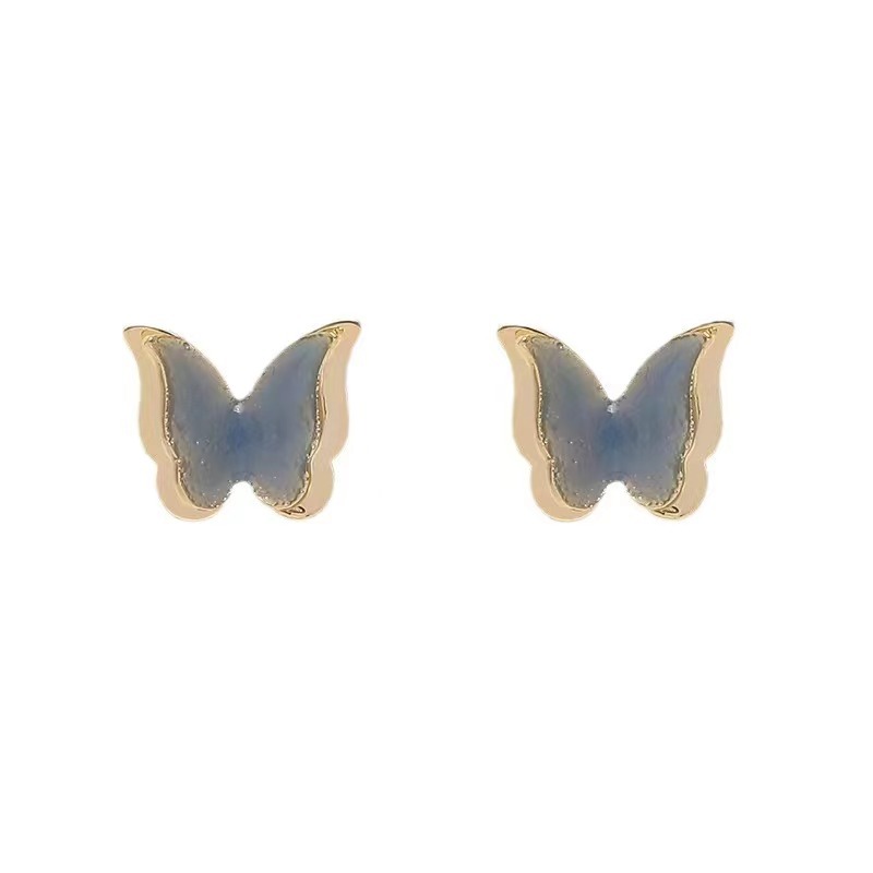 Dance on the heart bar ~ins retro 3D blue butterfly mosquito repellent coil ear clips, stylish and versatile, no ear piercing earrings for women Item Picture