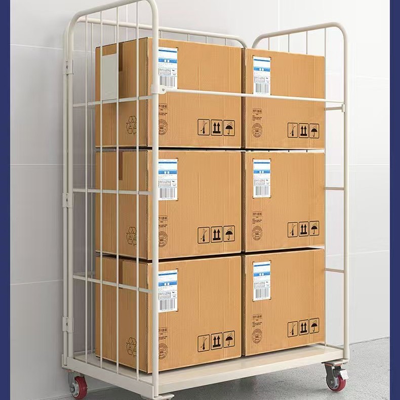 Warehouse logistics cage carts, folding metal trolleys, workshop grid push-pull carts, warehouse turnover carts, mobile tool carts Application Scenario